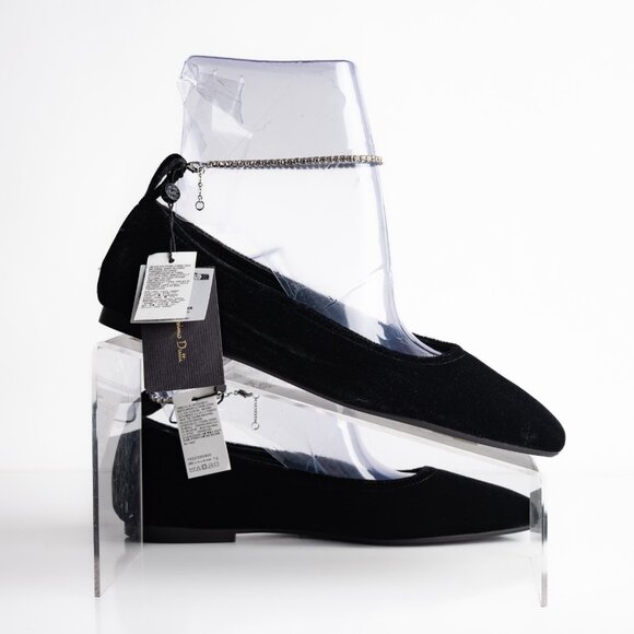 Massimo Dutti Womens Ballet flats Velvet Rhinestone Strap Black US 6.5 EU 37 New - Picture 7 of 8